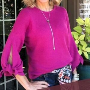 CAbi Fuschia Pink Tether Pullover Sweater #3887 - Size S
